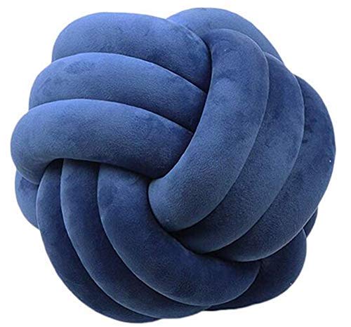 Nicole Knupfer Knot Kopfkissen Knotenkissen Plüsch Kissen Weiche Geknotetes Kissen Knoten Ball Kissen Dekor Bett Zimmer (Dunkelblau,35cm Durchmesser) von Nicole Knupfer