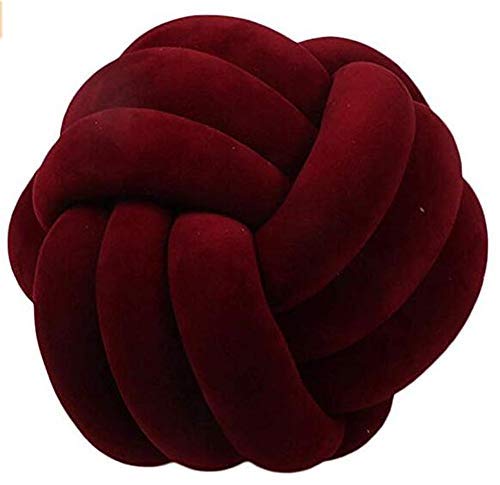 Nicole Knupfer Knot Kopfkissen Knotenkissen Plüsch Kissen Weiche Geknotetes Kissen Knoten Ball Kissen Dekor Bett Zimmer (Weinrot,20cm Durchmesser) von Nicole Knupfer