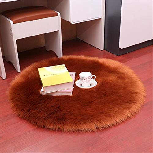 Nicole Knupfer Lammfell Faux Teppich Schaffell Lammfellimitat Nachahmung Longhair Bettvorleger Fell Wolle Vorleger oder Matte für Stuhl Sofa (Rotbraun,30cm Durchmesser) von Nicole Knupfer