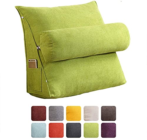 Nicole Knupfer Lesekissen Rückenkissen Kissen Dreieck Rückenlehne Keilkissen Taille Kissen Sofa Bürostuhl Lesen Bett Kissen Keilkissen mit Nackenrolle Fernsehkissen (Fruchtgrün,45x45x20cm) von Nicole Knupfer