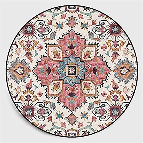 Nicole Knupfer Mandala Runde Teppich Vintage Boho Waschbar Teppich für Wohnzimmer Schlafzimmer Badezimmer Küche Beach Dekor (H,160 x 160cm) von Nicole Knupfer