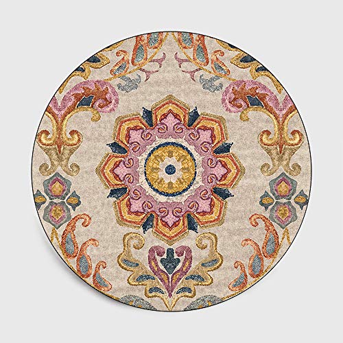 Nicole Knupfer Mandala Runde Teppich Vintage Boho Waschbar Teppich für Wohnzimmer Schlafzimmer Badezimmer Küche Beach Dekor (M,Durchmesser: 140cm) von Nicole Knupfer