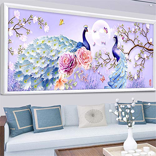 Nicole Knupfer Pfau Diamond Painting Diamant Painting Bilder voll Set 5D Gross Kristall Full Bohrer Handgemachtes Kristall Stickerei Bilder Wohnzimmer Wanddekoration (150 * 65cm) von Nicole Knupfer