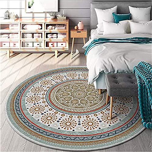 Nicole Knupfer Teppiche Mandala Runde Baumwolle Mandala Bedruckte Muster Boho Waschbar Teppich für Wohnzimmer Schlafzimmer Dekor (#B,100x100cm) von Nicole Knupfer