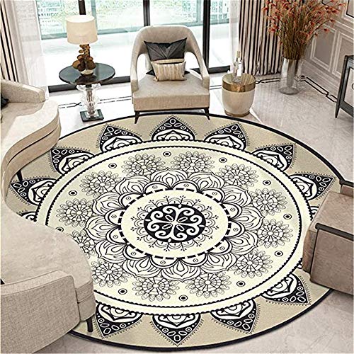 Nicole Knupfer Teppiche Mandala Runde Baumwolle Mandala Bedruckte Muster Boho Waschbar Teppich für Wohnzimmer Schlafzimmer Dekor (#C,100x100cm) von Nicole Knupfer