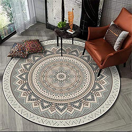 Nicole Knupfer Teppiche Mandala Runde Baumwolle Mandala Bedruckte Muster Boho Waschbar Teppich für Wohnzimmer Schlafzimmer Dekor (#I,80x80cm) von Nicole Knupfer
