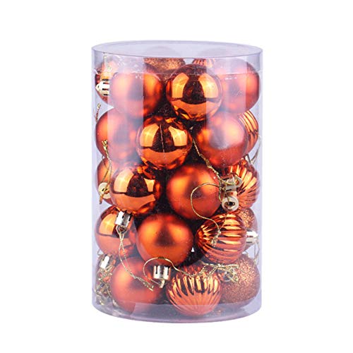 Nicole Knupfer Weihnachtskugeln 34 Stücke 4CM, Kunststoff Christbaumkugeln Set Weihnachtsdeko mit Aufhänger Baumschmuck für Weihnachten Haus Dekoration Verpackung (Orange) von Nicole Knupfer