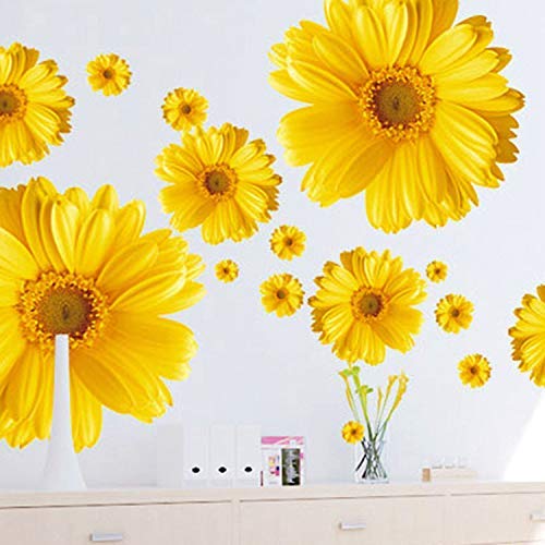 Wandaufkleber Wandtattoo Gänseblümchen Blumen Wandsticker Aufkleber Pflnzen Abziehbilder für Wohnzimmer Deko (Gelb) von Nicole Knupfer