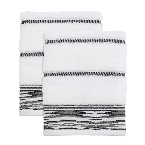 Nicole Miller Handtücher, weiche und saugfähige Baumwolle, Essentials, 2er-Set (Sydney Collection, Weiß/Schwarz) von Nicole Miller New York