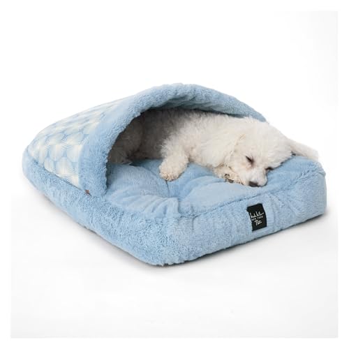 Nicole Miller New York PET Kendall Geriffeltes Geo Haustierbett, gemütlich und beruhigend, rutschfeste Unterseite, maschinenwaschbar, Blau, Größe S: 55,9 x 43,2 x 27,9 cm von Nicole Miller New York