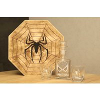 Spider Whisky Gläser Set Dekanter Weihnachten Geschenkbox Personalisiertes von NicoleDesignCrafts