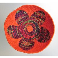 Herbstblume Petal Coiled Jute Fiber Basket | Herbstfarben W/Pumpkin Orange Base-Original Design Herbstblume Petal Coiled Jute Fiber Basket | Herbstfarben W/Pumpkin Orange Base-Original Design von NicoleHurtCreations