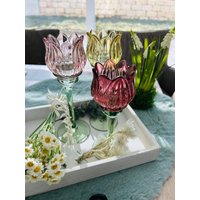 Teelichthalter Kerzenständer in Tulpenform, Glasteelichthalter Frühling, Windlicht Tulpe, Letzte Bestände von NicolesKREATIVWERK1