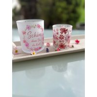 Windlichter "'schön, Dass Du Da Bist'' Und Im Floralen Design | Im 2Er Set von NicolesKREATIVWERK1