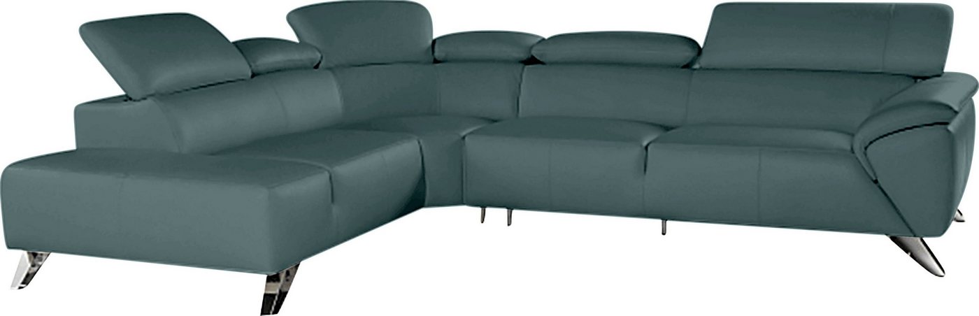 Nicoletti Home Ecksofa, Breite 285cm, mit verstellbarer Kopfstütze, Ottomane links oder rechts von Nicoletti Home