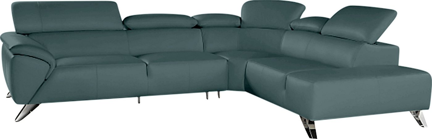 Nicoletti Home Ecksofa, Breite 285cm, mit verstellbarer Kopfstütze, Ottomane links oder rechts von Nicoletti Home