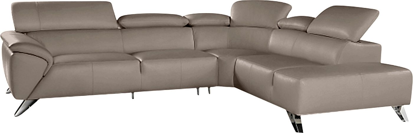 Nicoletti Home Ecksofa, Breite 285cm, mit verstellbarer Kopfstütze, Ottomane links oder rechts von Nicoletti Home