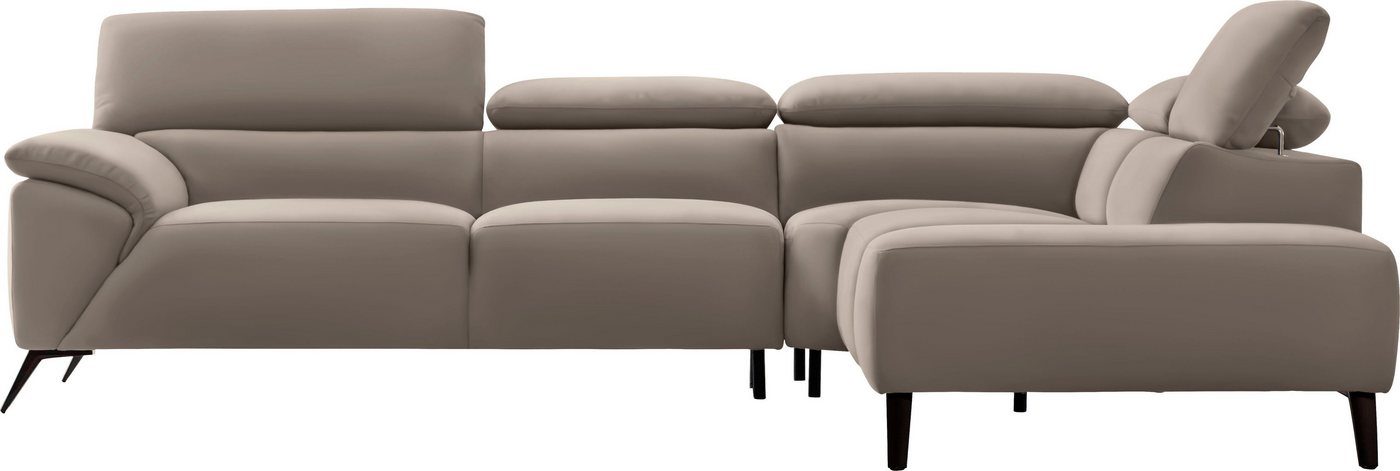 Nicoletti Home Ecksofa, Breite 287 cm, verstellbare Kopfstütze, Ottomane links oder rechts von Nicoletti Home