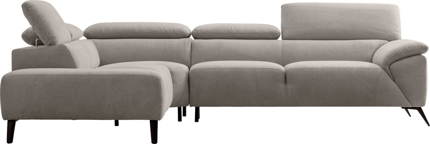 Nicoletti Home Ecksofa, Breite 287 cm, verstellbare Kopfstütze, Ottomane links oder rechts von Nicoletti Home