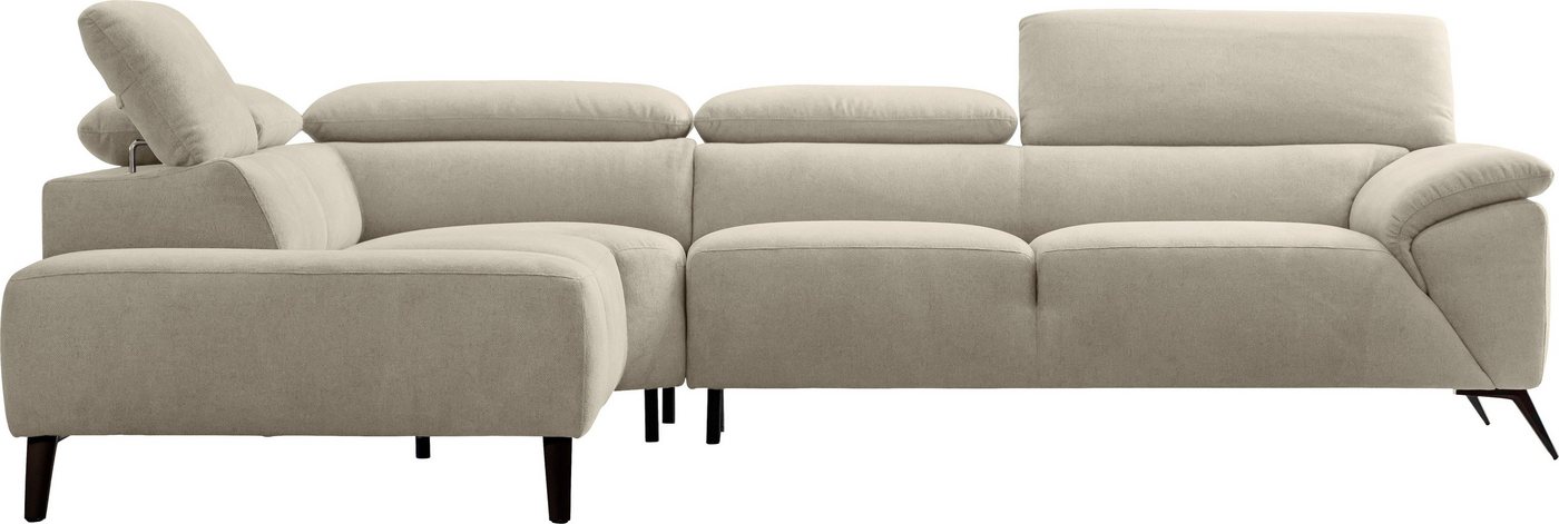 Nicoletti Home Ecksofa, Breite 287 cm, verstellbare Kopfstütze, Ottomane links oder rechts von Nicoletti Home