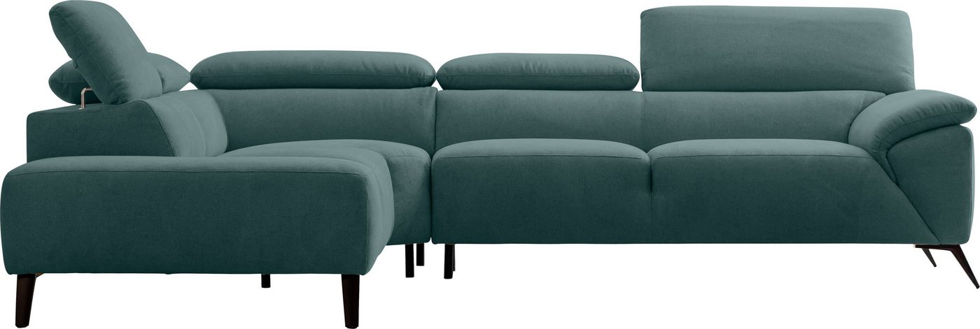 Nicoletti Home Ecksofa, Breite 287 cm, verstellbare Kopfstütze, Ottomane links oder rechts von Nicoletti Home