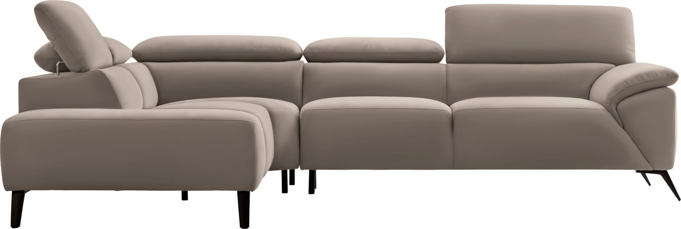 Nicoletti Home Ecksofa, Breite 287 cm, verstellbare Kopfstütze, Ottomane links oder rechts von Nicoletti Home