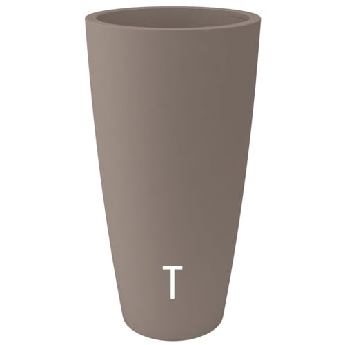 Nicoli Topf vase hoch Style 36 x 70 cm innen außen, Abnehmbarer Untersetzer (36 x 70 cm, Taupe) von Nicoli