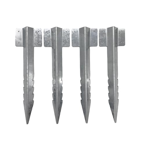 Nicoman Eisenbahnschwellen-Halterungen, robuste Metall-verzinkter Stahl, Gartenkantenpfähle mit Schrauben, Sägezahn-Design für Hochbeete, Rabatten und Landschaftsbau (Silber, 4 Stück) von Nicoman