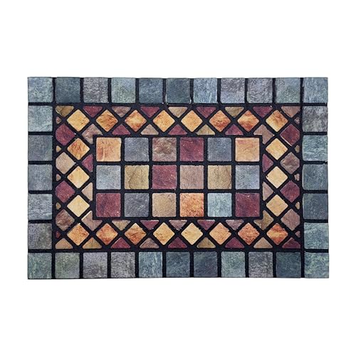 Nicoman Elegante Fliesenmatte, Fußmatte, umweltfreundlich, Kratz- und rutschfest, für Innen- und Außenbereich, rechteckig (60 x 40 cm), Blauer Rand von Nicoman