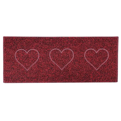 Nicoman Fußmatte, geprägt, Motiv: Herz, waschbar, für den Innen- und Außenbereich geeignet, 150 x 60 cm, Rot mit Schwarz von Nicoman