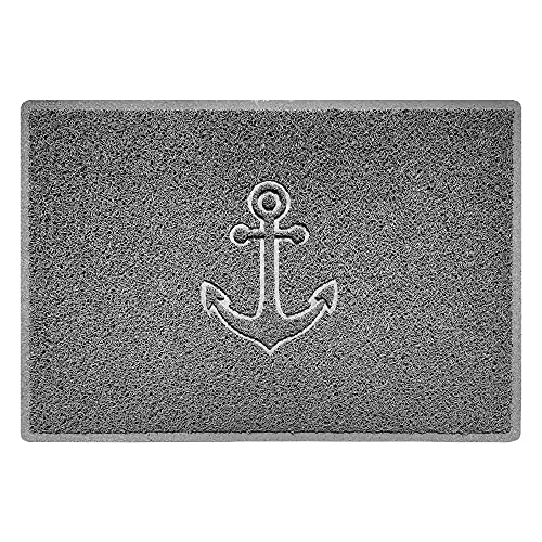 Nicoman Fußmatte mit Anker-Prägung, Schmutzfangmatte, Waschbar - (Geeignet für Innen- und Schützen Außenbereiche), Groß (90x60cm), Grau VC-DM-Embossed-Anchor-90x60-GY von Nicoman