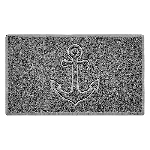 Nicoman Fußmatte mit Anker-Prägung, Schmutzfangmatte, Waschbar - (Geeignet für Innen- und Schützen Außenbereiche), Mittel (75x44cm), Grau, VC-DM-Embossed-Anchor-75x44-GY von Nicoman