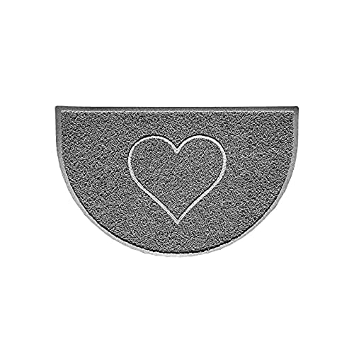 Nicoman Herz Geprägt Fußmatte - (Geeignet für Innen- und Schützen Außen) Halbkreis (70x44cm)-Grau von Nicoman
