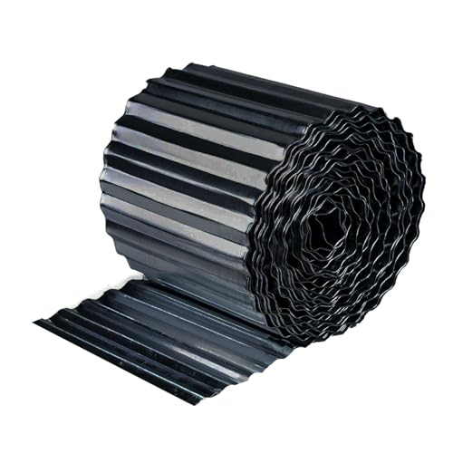 Nicoman Metall-Garteneinfassung, robuste Rasenkante aus verzinktem Stahl, Flexible DIY-Landschaftsumrandung für Bäume, Blumenbeete und Pflanzen (schwarz, 1,8 x 1,2 m) von Nicoman