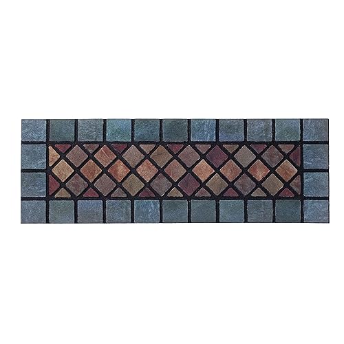 Nicoman Schmale Trittmatte Barriere-Fußmatte Umweltfreundliche Kratz- und Saugfähige Innen-/Außen-Türmatte (Blauer Rand) -75x25cm (30''x10''), 2er-Set von Nicoman