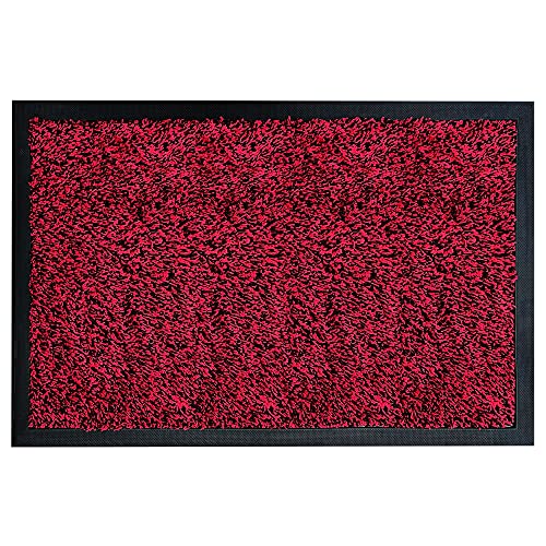 Nicoman Schmutzfangmatte – Indoor/Outdoor, Rutschfester Eingangsteppich, Schuhschaber, waschbare Barriere Fußmatte, hohe Verkehr/strapazierfähig, super saugfähig, Fußmatte, 60 x 40 cm, Rubinrot von Nicoman