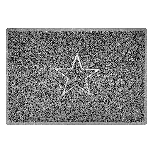 Nicoman Star Geprägt Fußmatte-(Geeignet für Innen- und Schützen Außen), Groß (90x60cm), Grau von Nicoman