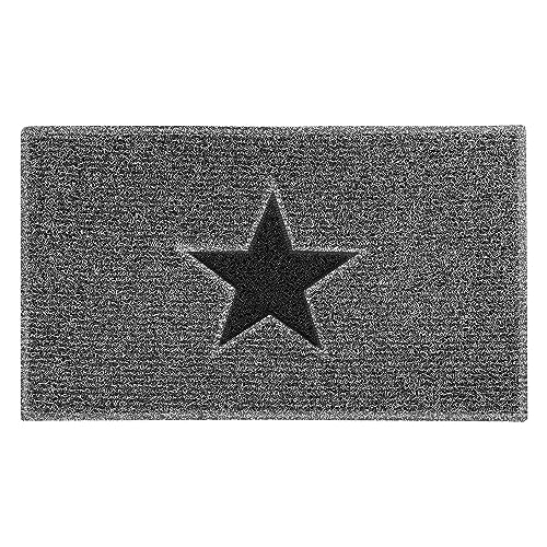 NicomanSTAR Fußmatte ｜ Eingangssperre Schmutzfangmatte ｜ Terrasse Garten Wintergarten Fußmatte ｜ innen außen matt｜Holzkohle mit schwarzem Stern - Mittel (75x44cm) von Nicoman