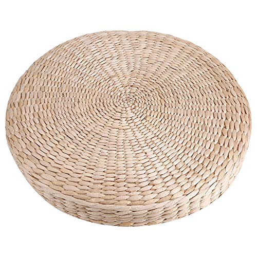 Nicoone Strohsitzkissen runder Boden Tatami Meditation Pouf Weave Yoga Stuhl Sitz Matte 40 cm Bodenkissen für Haus Patio Balkon Tabellen von Nicoone