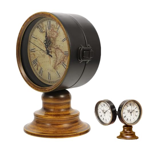 Nicoone Doppelseitige Tischuhr - Europäischer Stil Vintage Schreibtisch Uhr, Retro Nacht Mantel für Schlafzimmer, Büro, Esszimmer, Bar von Nicoone
