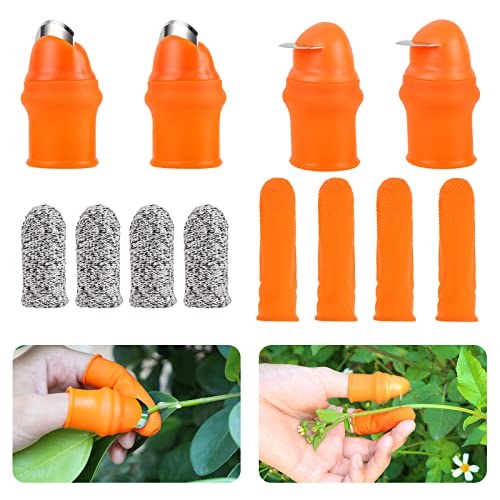 Nicoone Garten Daumenmesser Set,12 Stück Gardening Thumb Knife,Anti-Schneide Finger Ärmel Obst Gemüse Ernte Toolkit für Gartenpflanze Pflücker von Nicoone