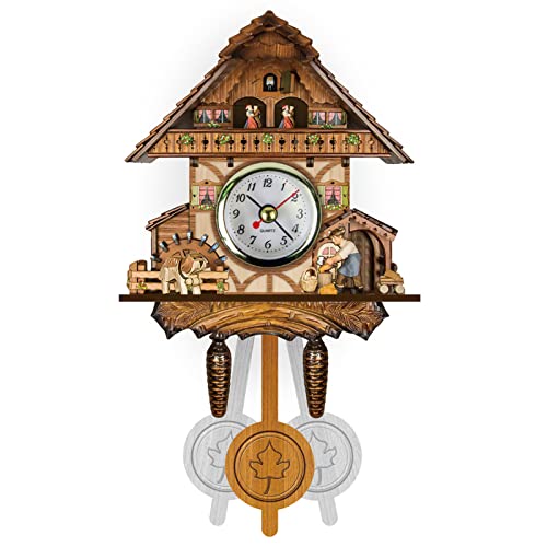 Nicoone Kuckucksuhr, Holz-Coo-Uhr mit Pendel, Vintage-Holz-Wanduhr für Wohnzimmer, Zuhause, Küchendekoration von Nicoone