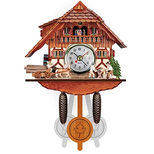 Nicoone Kuckucksuhr, Holz-Coo-Uhr mit Pendel, Vintage-Holz-Wanduhr für Wohnzimmer, Zuhause, Küchendekoration von Nicoone