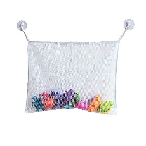 Nicoone Netz-Badespielzeug-Aufbewahrung, Baby-Badespielzeug-Tasche, Organizer mit Saugnapf-Halterung, perfektes Netz für Badewannen-Spielzeug und Badezimmer-Organizer, 37 x 37 cm von Nicoone