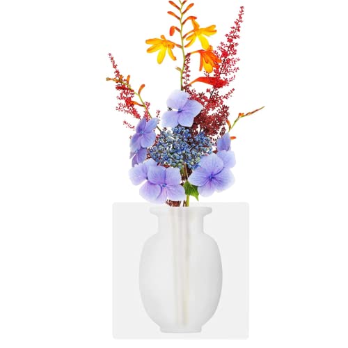Nicoone Silikon Vase für Blumen Magie Silikon Vase Stick auf Wand Blumentopf Pflanze Container für Home Office (Weiß) von Nicoone