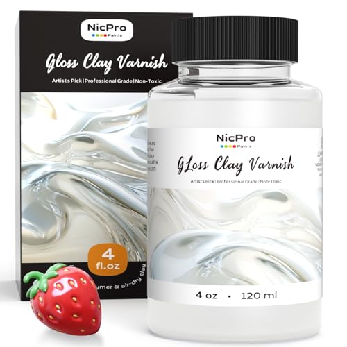 Nicpro 120 ml Glasur, Klarlack Glänzend, Air Dry Clay Glaze für Töpferwaren, lufttrocknender Ton, Acrylfarbe, wasserfest, schützt Tonskulpturen vor Kratzern, Rissen und Abnutzung von Nicpro