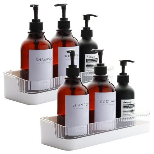 Nicrulp 2 Stück Duschablage ohne Bohren, Badezimmer Organizer, Duschregal, Badregal Regal, Shampoo Halterung für Dusche, Duschkorb, Duschhalterung, Duschkörbe Selbstklebend, für Duschgel (Weiß) von Nicrulp