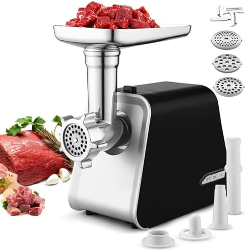 Elektrischer Fleischwolf 2000W, mit 3 Metall-Lochscheiben, KEBBE-Aufsatz & Spritzgebäckvorsatz, Wurstfüller, 4-in-1 Küchenmaschine für Fleisch & Wurst von Nictemaw