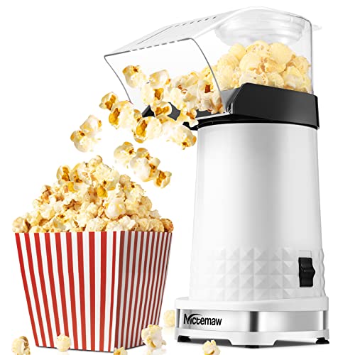 Popcornmaschine 1200W Heißluft Popcorn Maker, Popcorn Maschine, Automatische Heißluft-Popcorn-Maschine für Zuhause, mit Messbecher und abnehmbarem Deckel Weiß von Nictemaw