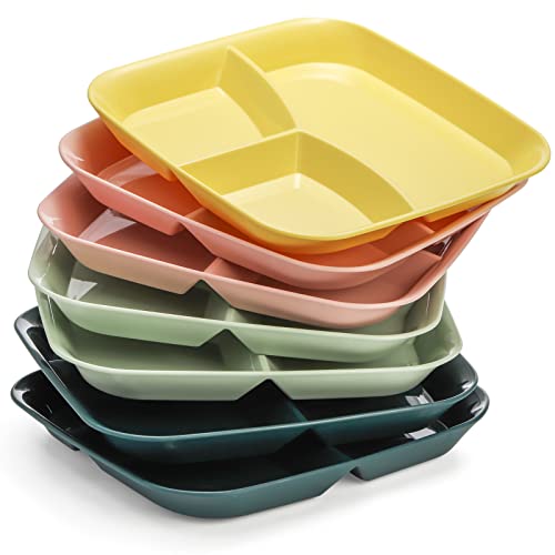 Nicunom 8 Stück Teller-Set Portionskontrolle, 25,4 cm Unzerbrechlich Portionskontrollteller, wiederverwendbare 3-Fächer-Essteller für gesunde Ernährung und bariatrische Ernährung von Nicunom